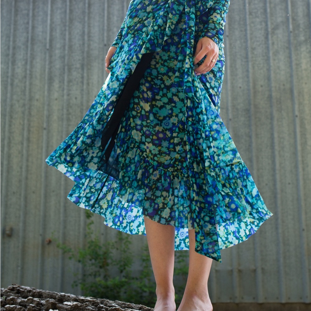 GANNI Floral Blue Maxi Skirt